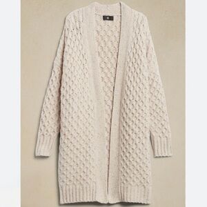 Banana Republic Bariloche Honeycomb Cardigan Sweater Heathered Beige size XS
